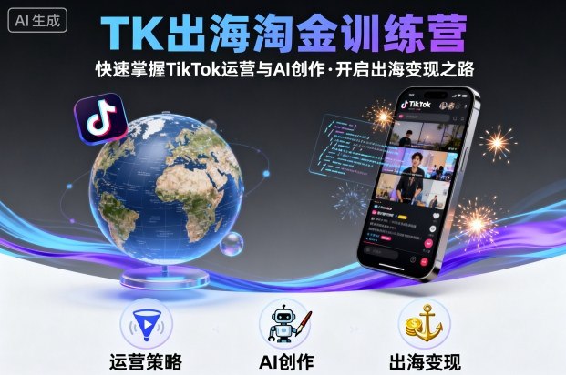 《TK出海淘金训练营，助你快速掌握TikTok运营与AI创作，开启出海变现之路》本训练营深度解析TikTok内容创作与运营策略，结合前沿AI工具提升创作效率，揭秘海外流量变现秘诀