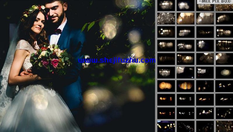 《5K高清大气艺术婚礼婚纱散景光斑叠加合成素材》精选5K高清素材，包含唯美散景与梦幻光斑，为婚礼婚纱照片增添浪漫氛围