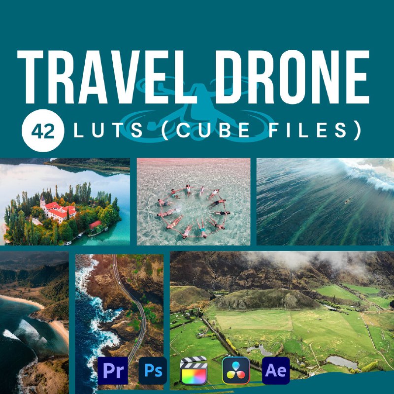 《Traveldroneluts》这款LUTs专为航拍影像优化，提供电影级色彩方案