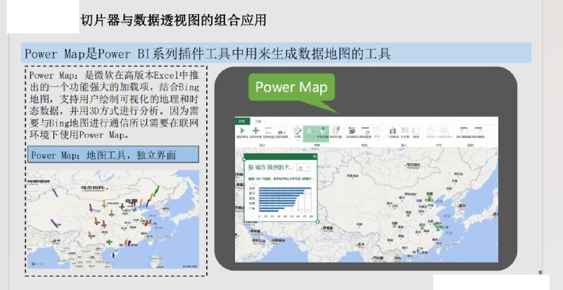 《PowerMap和PowerBI地图可视化教程》本教程深入浅出，从PowerMap动态地图制作到PowerBI高级地理分析，一步步教你掌握商业数据的地图可视化技巧，通过丰富案例实战，助你将枯燥数据转化为直观洞察，提升数据分析的效率和表现力