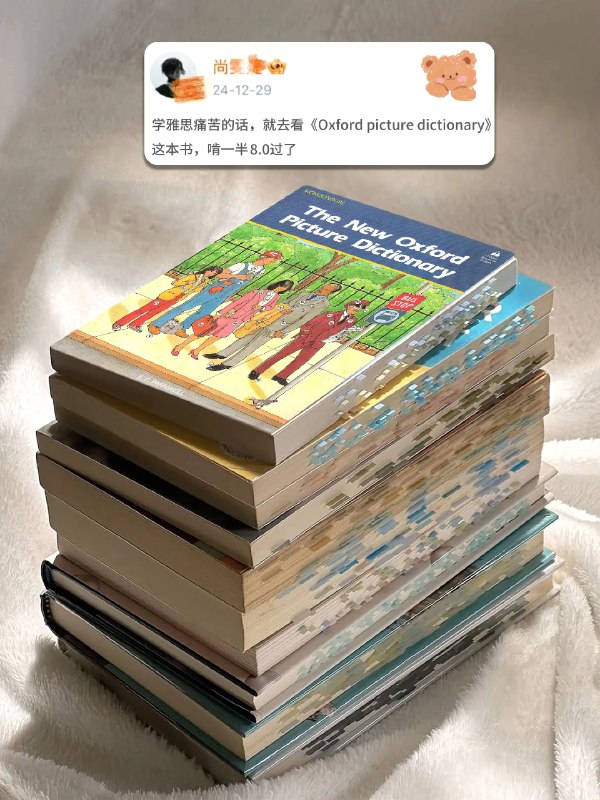 《1000页图画版英语词典  》这本千页图画词典将英语学习变成视觉盛宴，每个单词都配有生动插图，帮助读者轻松建立词汇与图像的直接关联