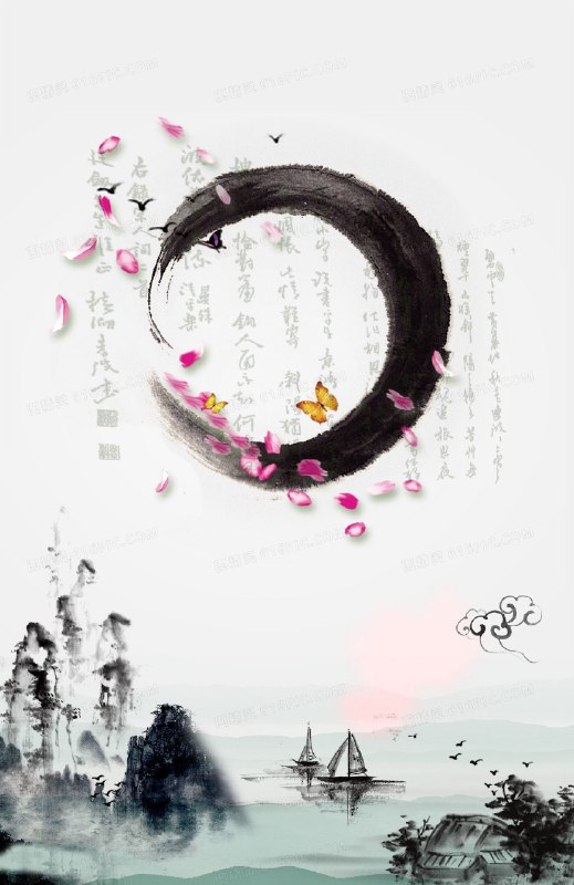 《古风背景》古韵画卷徐徐展开，亭台楼阁掩映山水之间