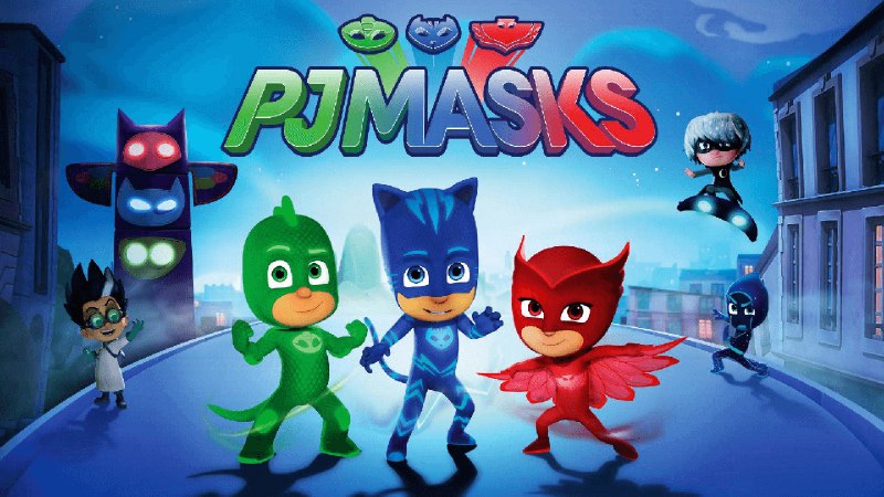 《少儿英语启蒙动画睡衣小英雄 PJ Masks (1-4季) 》三位小英雄夜晚变身，守护城市对抗反派